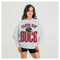 Tampa Bay Buccaneers Gameday Couture Women's Fierce Focus Premium Oversized Fleece Pullover Sweatshirt Ash