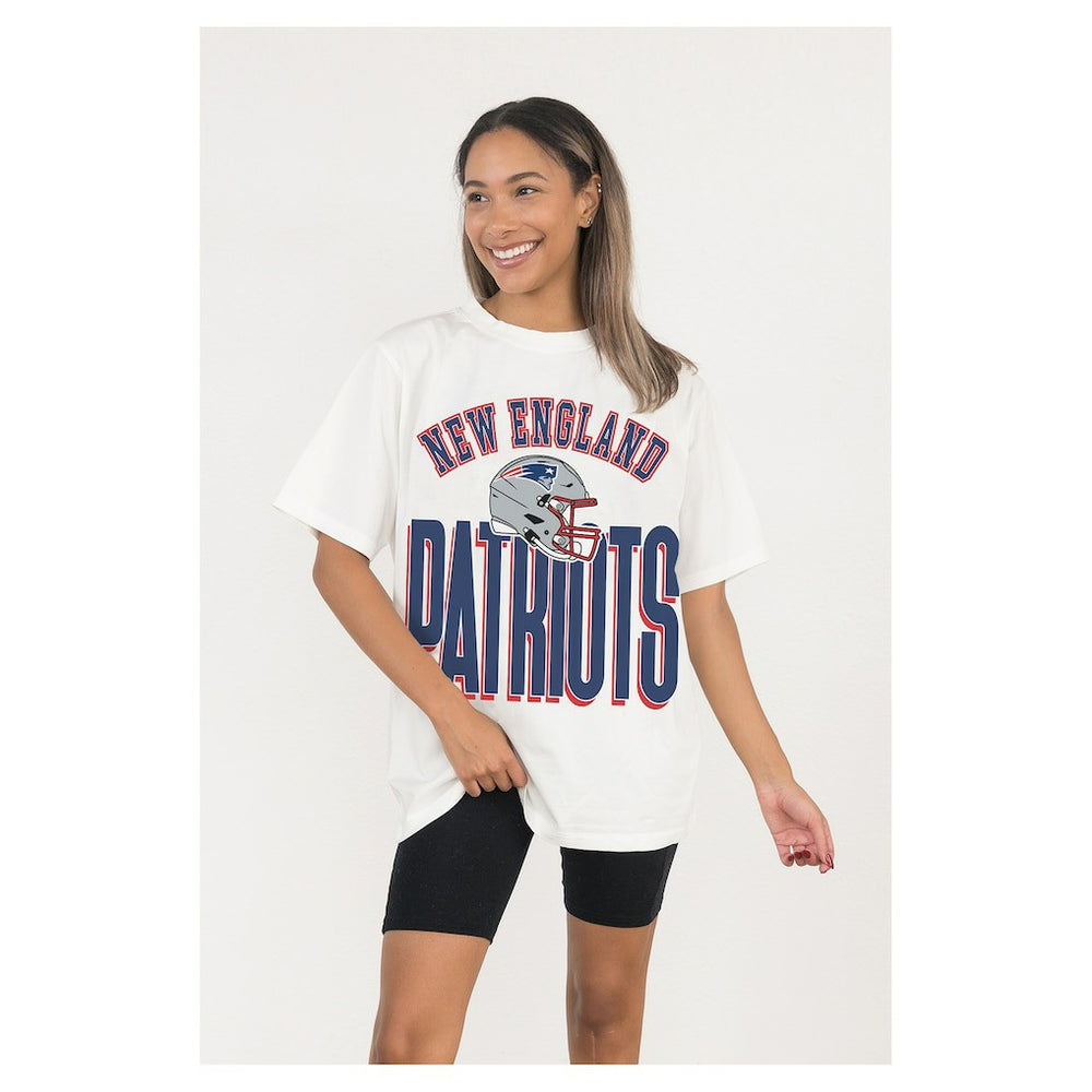 New England Patriots Gameday Couture Women's Oversized Classic Fierce Focus T-Shirt White