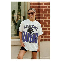Baltimore Ravens Gameday Couture Women's Oversized Classic Fierce Focus T-Shirt White