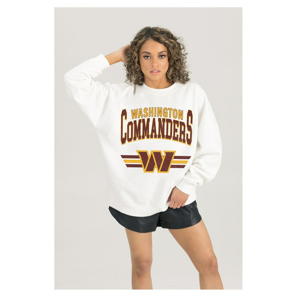 Washington Commanders Gameday Couture Women's Swift Strike Premium Oversized Fleece Pullover Sweatshirt White