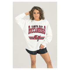 Tampa Bay Buccaneers Gameday Couture Women's Swift Strike Premium Oversized Fleece Pullover Sweatshirt White