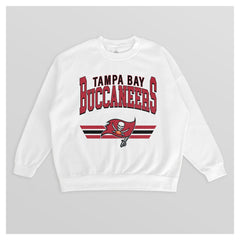Tampa Bay Buccaneers Gameday Couture Women's Swift Strike Premium Oversized Fleece Pullover Sweatshirt White