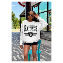 Las Vegas Raiders Gameday Couture Women's Swift Strike Premium Oversized Fleece Pullover Sweatshirt White