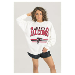 Atlanta Falcons Gameday Couture Women's Swift Strike Premium Oversized Fleece Pullover Sweatshirt White