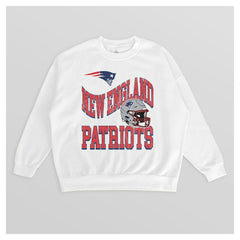 New England Patriots Gameday Couture Women's Oversized Hard Earned Premium Fleece Pullover Sweatshirt White
