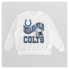 Indianapolis Colts Gameday Couture Women's Oversized Hard Earned Premium Fleece Pullover Sweatshirt White