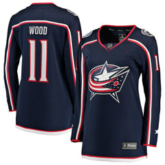Miles Wood Columbus Blue Jackets Fanatics Women's Home Breakaway Jersey - Navy - NHL 203322904