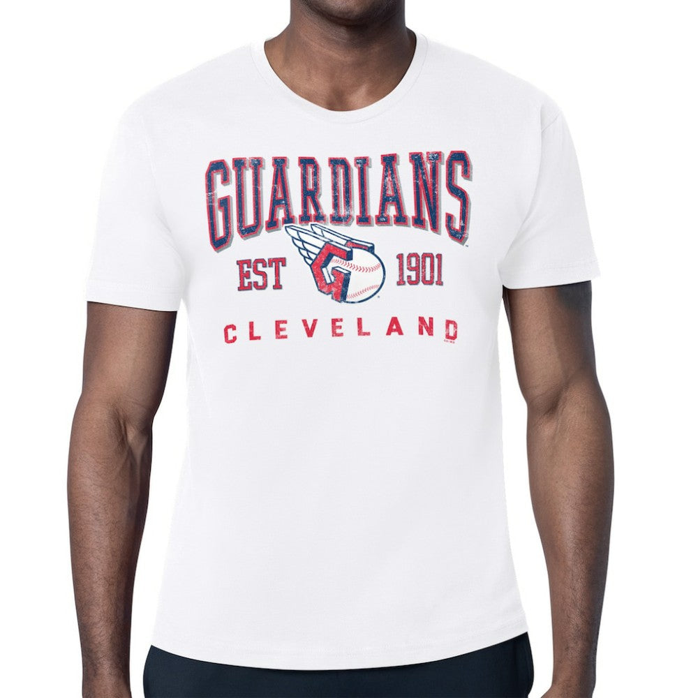 Cleveland Guardians Starter Distressed Logo T-Shirt - White - MLB on Sale