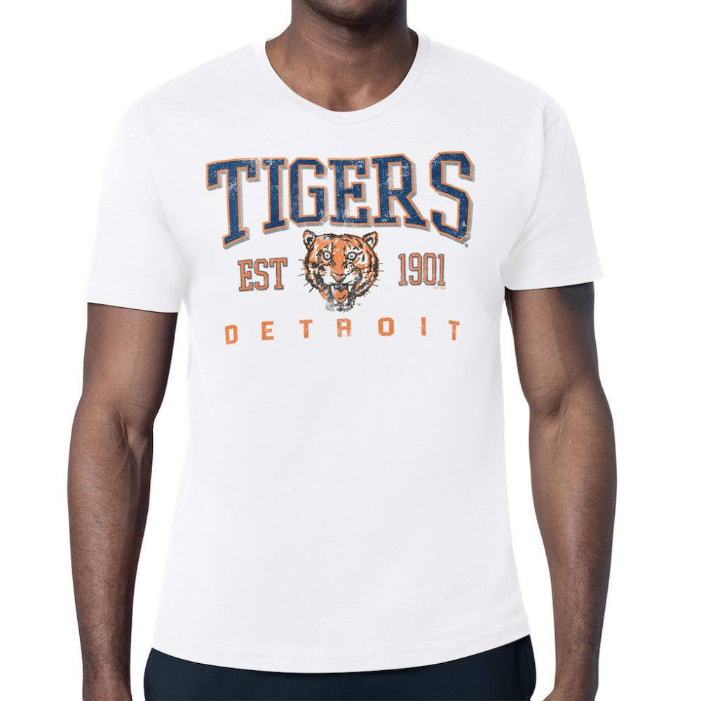 Detroit Tigers Starter Distressed Logo T-Shirt - White - MLB Discount