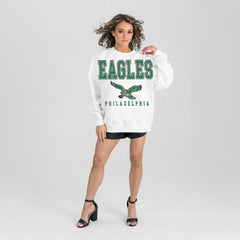 Philadelphia Eagles Gameday Couture Women's Classic Sunday Drives Oversized Premium Fleece Pullover Sweatshirt White