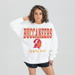 Tampa Bay Buccaneers Gameday Couture Women's Classic Sunday Drives Oversized Premium Fleece Pullover Sweatshirt White