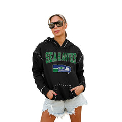 Seattle Seahawks Gameday Couture Women's Studded Pullover Hoodie Black