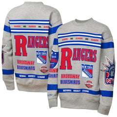 New York Rangers Mitchell & Ness Youth Allover Print Fleece Crewneck Sweatshirt - Heather Gray - NHL 203328818