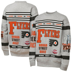 Philadelphia Flyers Mitchell & Ness Youth Allover Print Fleece Crewneck Sweatshirt - Heather Gray - NHL 203328820