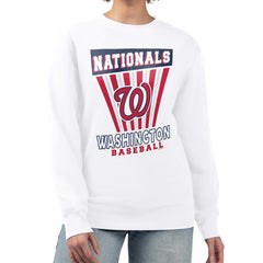 Washington Nationals Starter Women's Poster Print Team Fleece Pullover Sweatshirt - White - MLB Sale