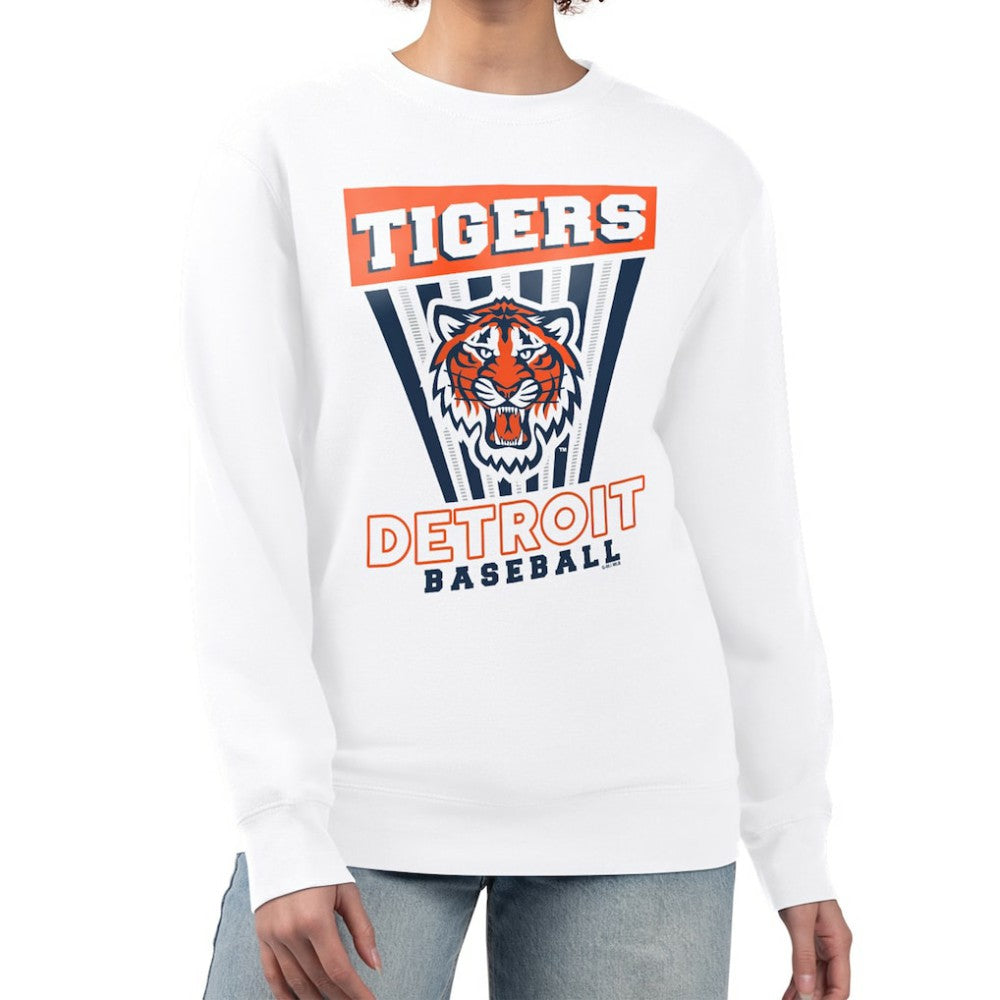 Detroit Tigers Starter Women's Poster Print Team Fleece Pullover Sweatshirt - White - MLB on Sale