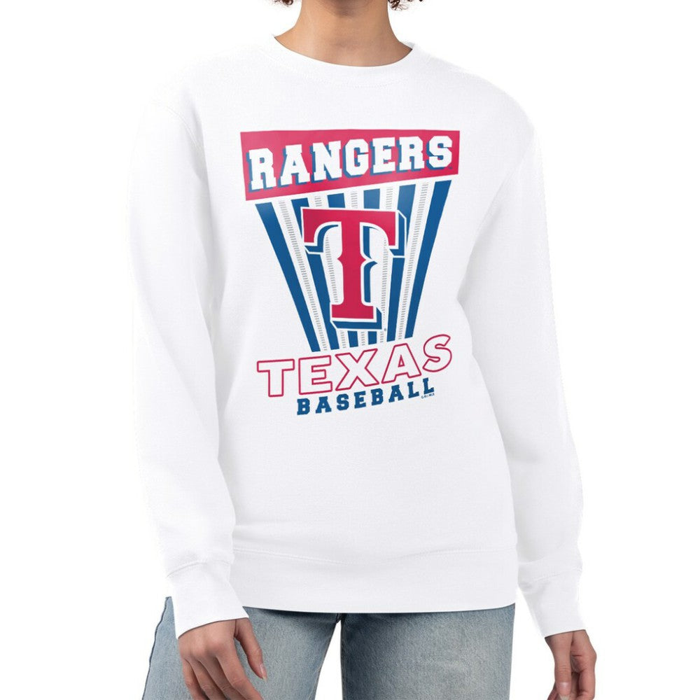 Texas Rangers Starter Women's Poster Print Team Fleece Pullover Sweatshirt - White - MLB on Sale