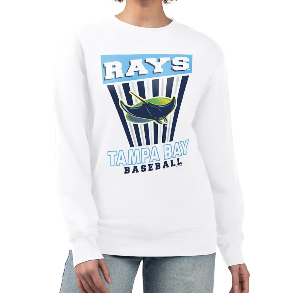 Tampa Bay Rays Starter Women's Poster Print Team Fleece Pullover Sweatshirt - White - MLB on Sale