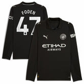 Phil Foden Manchester City Away 2025/26 Replica Long Sleeve Player Jersey Black - Puma outlet