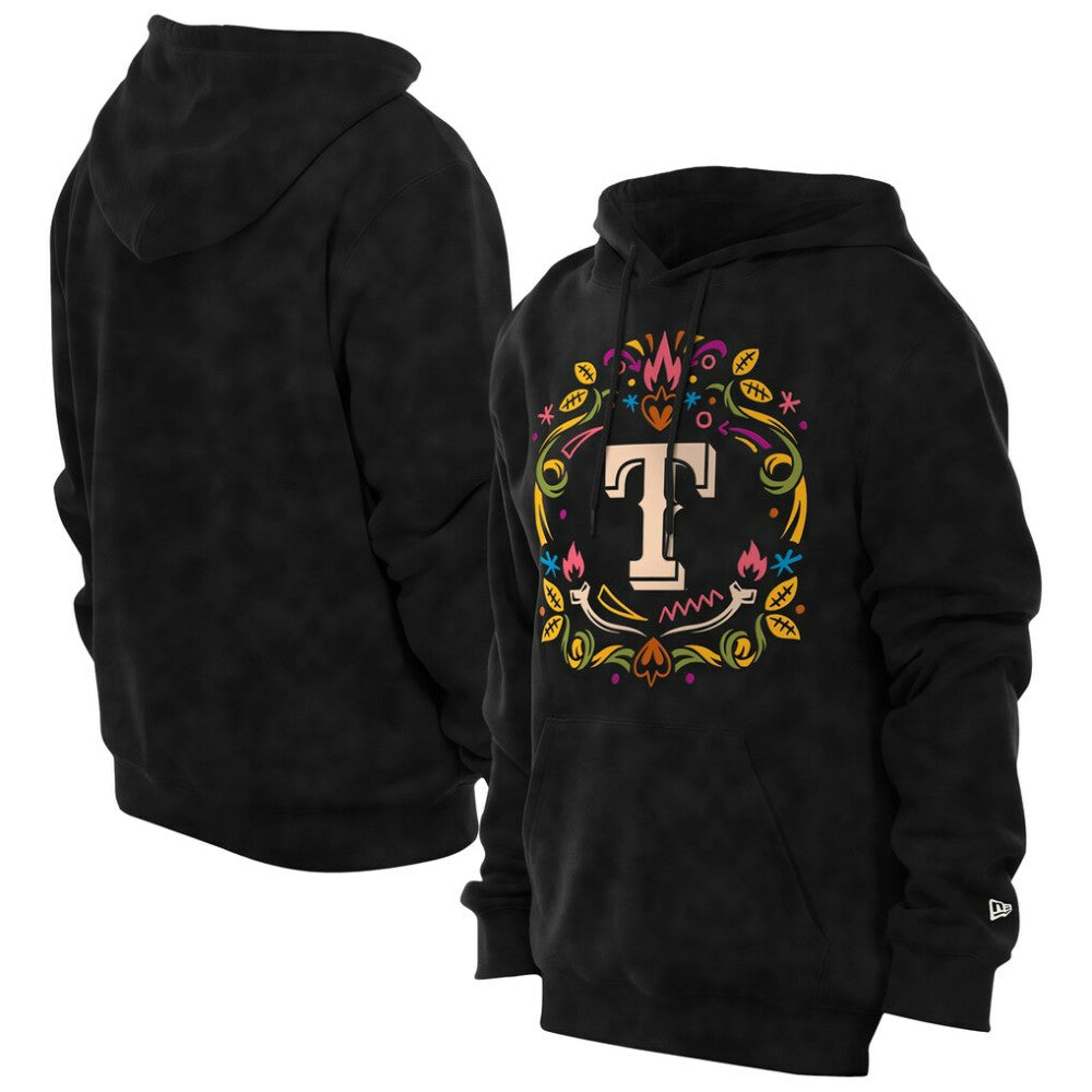 Texas Rangers New Era Día de los Muertos Brushed Fleece Hoodie - Black - New Era Lifestyle