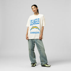 Mitchell & Ness Los Angeles Chargers Women's Logo Rise Boyfriend T-Shirt Cream