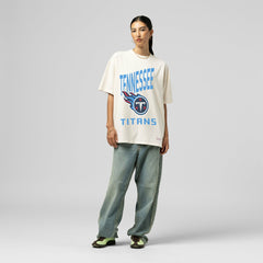 Mitchell & Ness Tennessee Titans Women's Logo Rise Boyfriend T-Shirt Cream