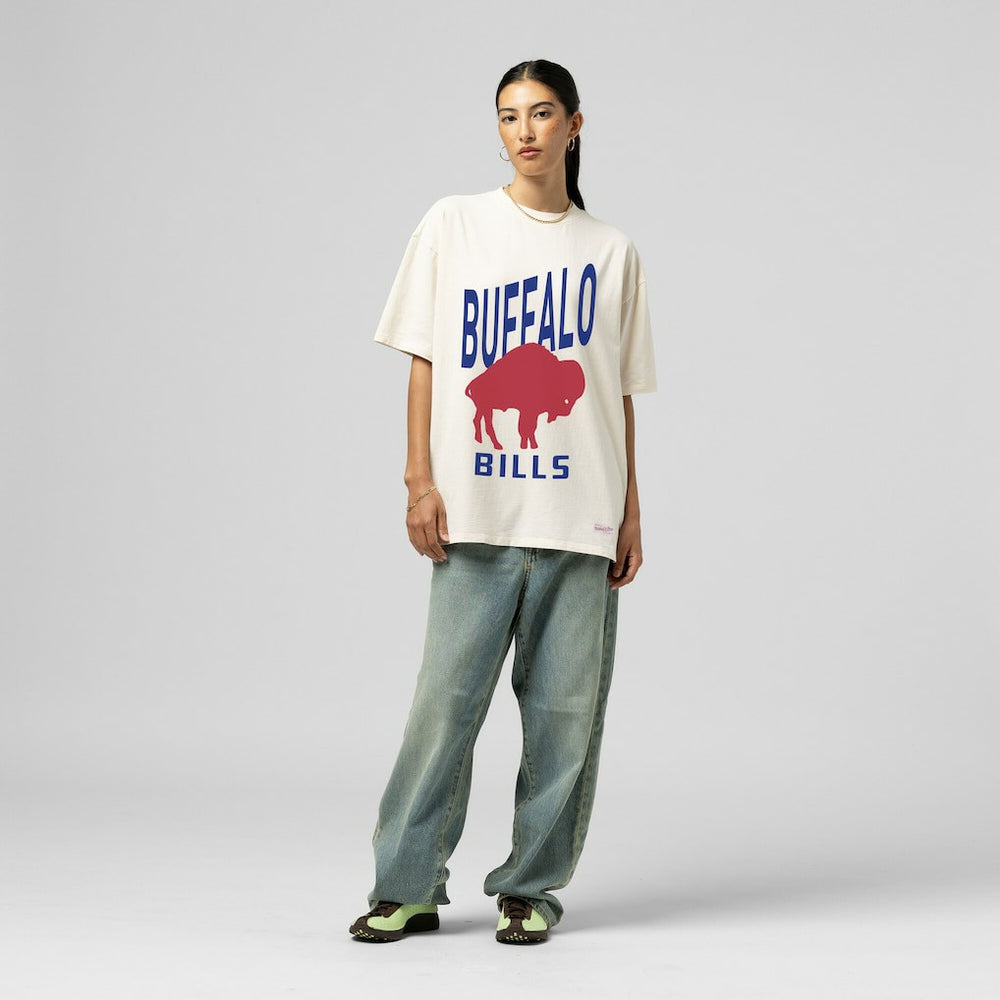 Mitchell & Ness Buffalo Bills Women's Logo Rise Boyfriend T-Shirt Cream