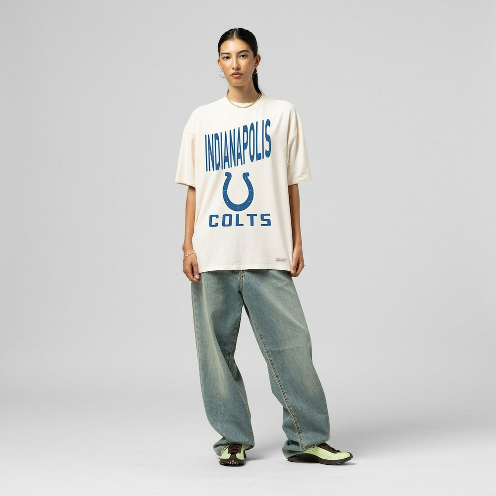Mitchell & Ness Indianapolis Colts Women's Logo Rise Boyfriend T-Shirt Cream