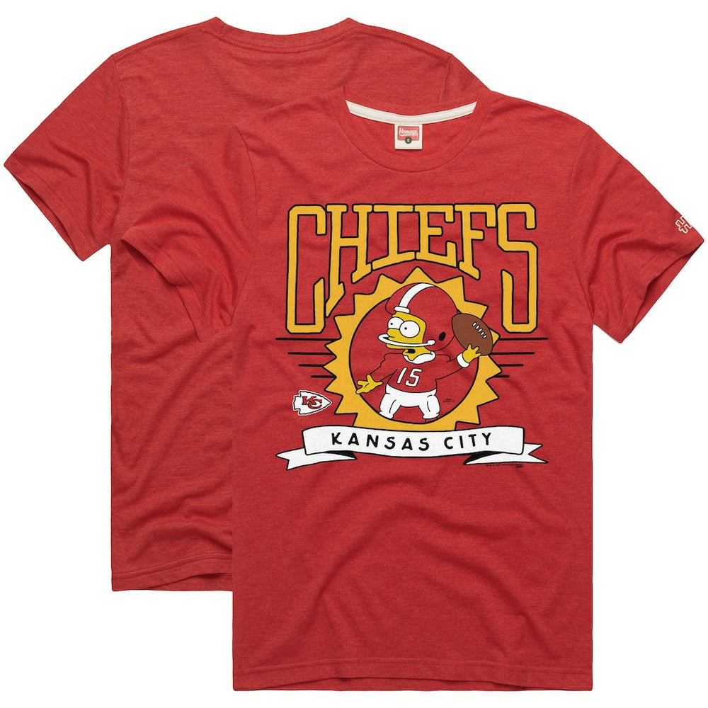 Kansas City Chiefs Homage x The Simpsons Unisex Tri-Blend T-Shirt Red