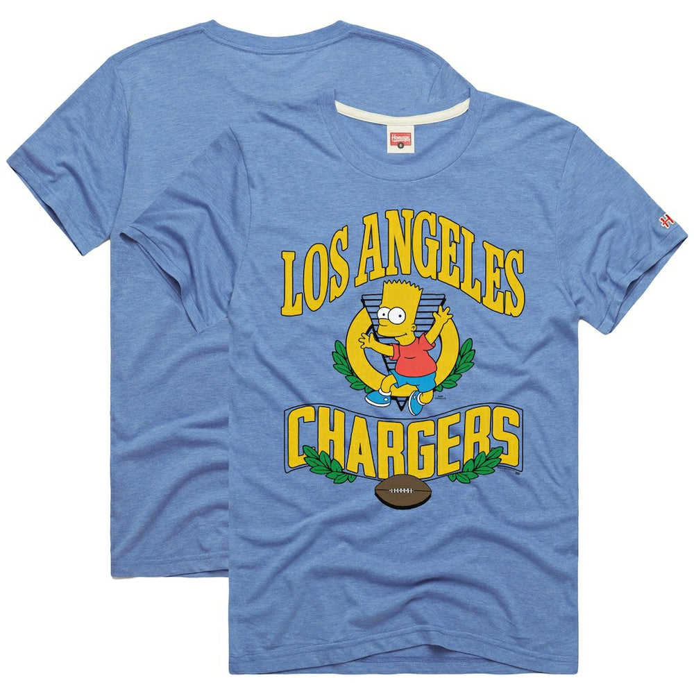 Los Angeles Chargers Homage x The Simpsons Unisex Tri-Blend T-Shirt Powder Blue