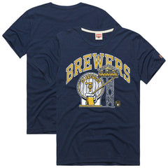 Milwaukee Brewers Homage Hyper Local Refresh Tri-Blend T-Shirt - Navy - MLB Discount