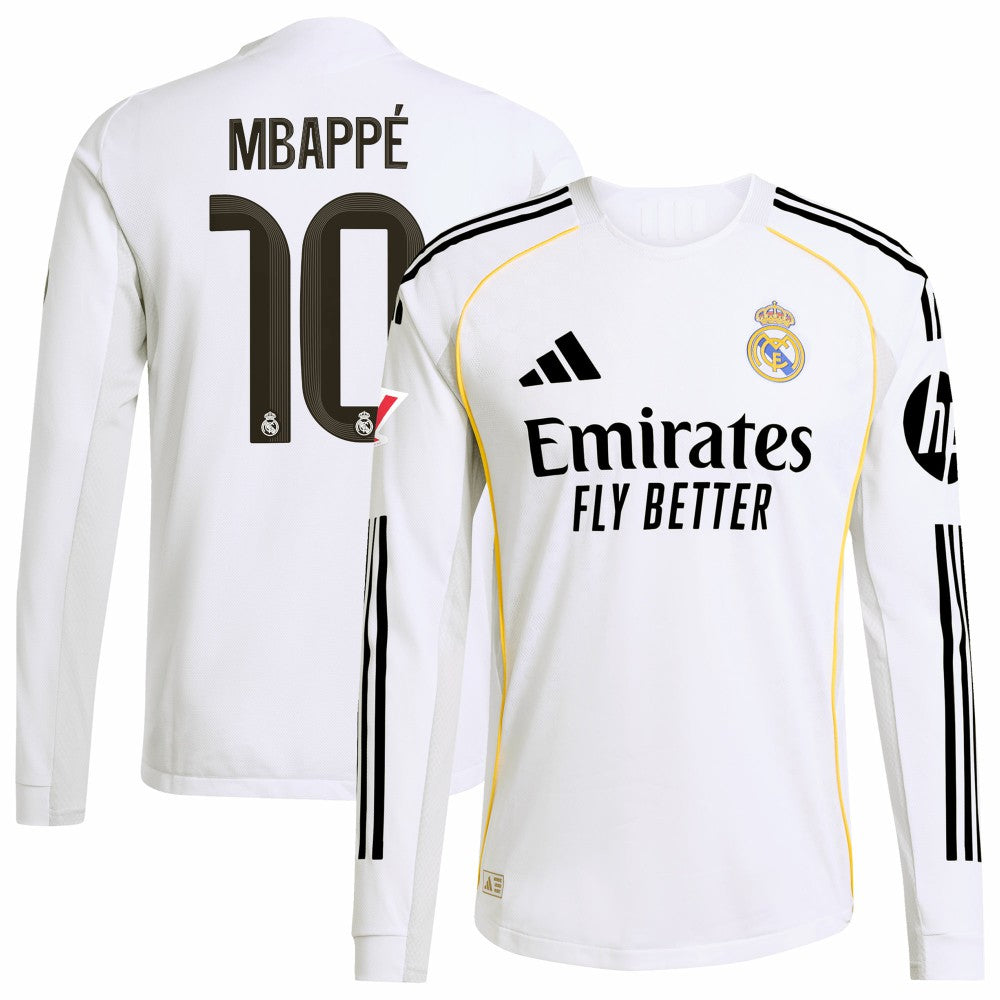 Kylian Mbappé Real Madrid 2025/26 Home Long Sleeve Player Jersey White - Adidas for sale