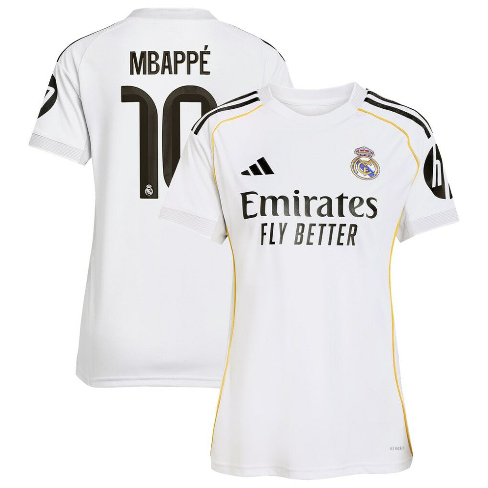 Kylian Mbappé Real Madrid Women's 2025/26 Home Replica Player Jersey White - Adidas Discount