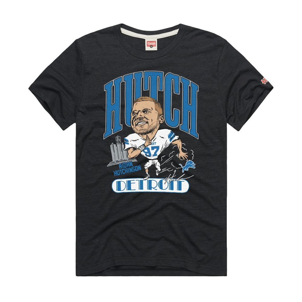 Aidan Hutchinson Detroit Lions Homage Unisex Caricature Player Graphic Tri-Blend T-Shirt Charcoal