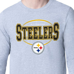 Pittsburgh Steelers Starter Team Track Graphic Long Sleeve T-Shirt Heather Gray