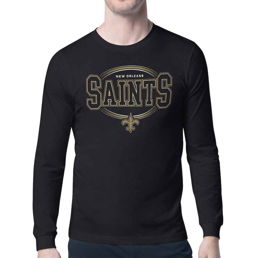 New Orleans Saints Starter Team Track Graphic Long Sleeve T-Shirt Black