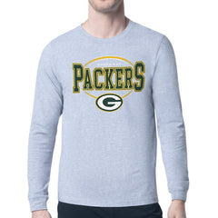 Green Bay Packers Starter Team Track Graphic Long Sleeve T-Shirt Heather Gray