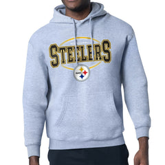 Pittsburgh Steelers Starter Team Track Graphic Pullover Hoodie Heather Gray