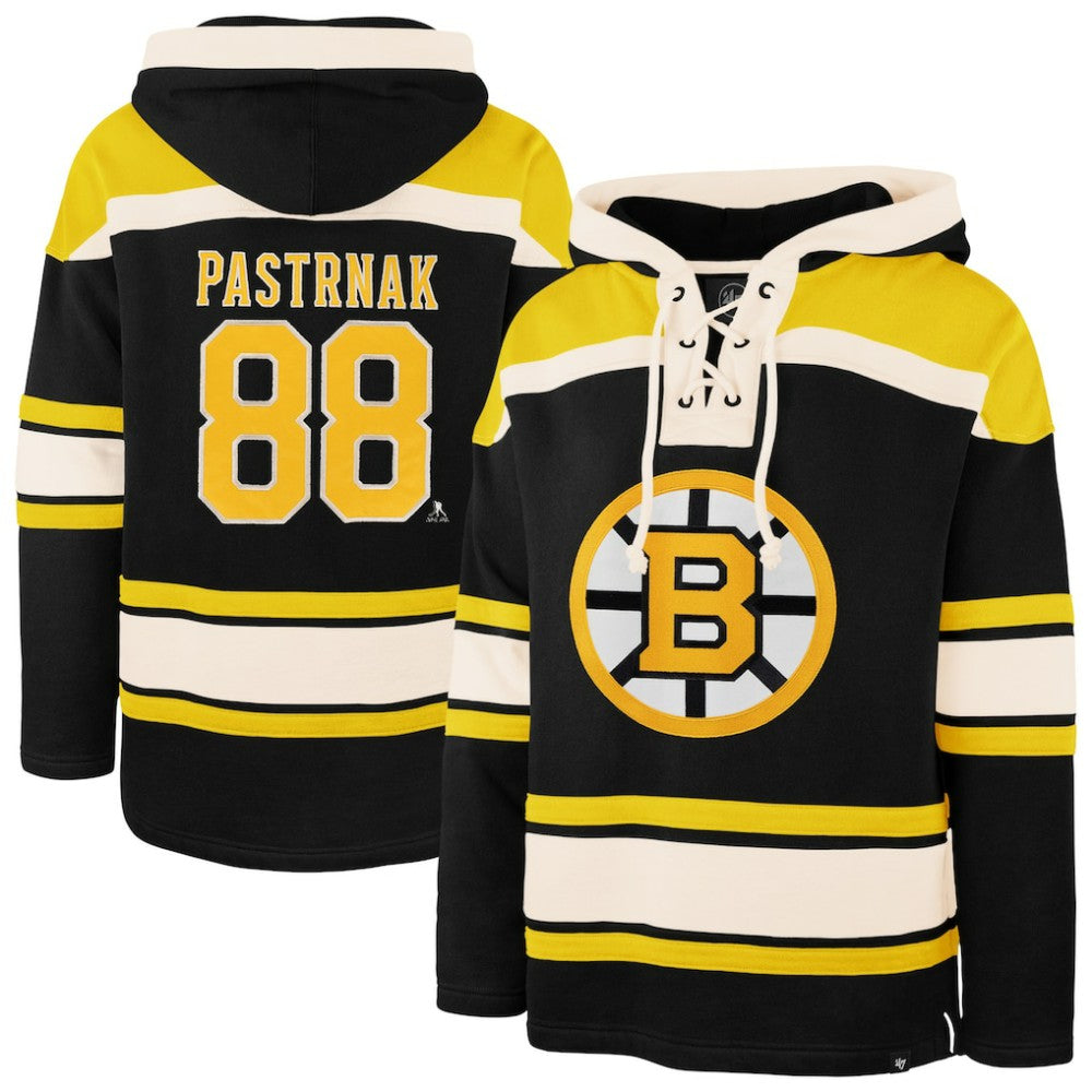 David Pastrnak Boston Bruins '47 Player Name & Number Lacer Hoodie - Black - NHL 203347778