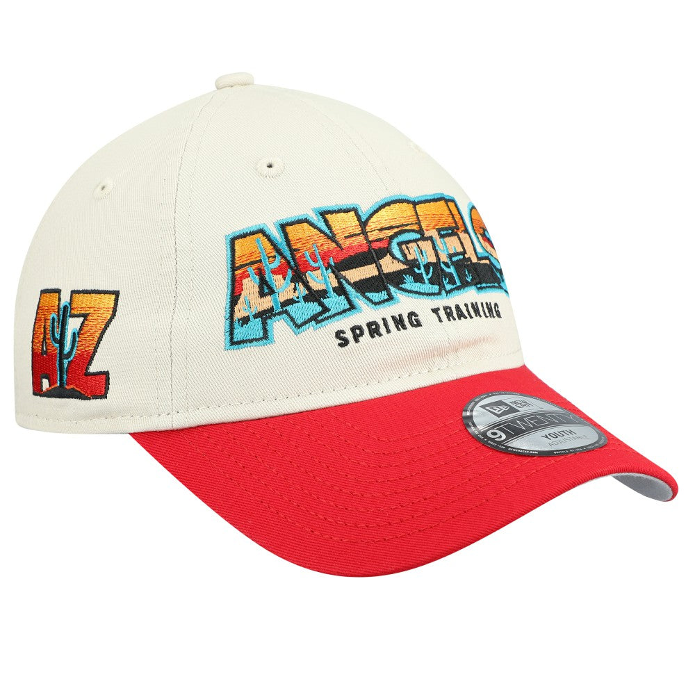 Los Angeles Angels New Era Youth 2026 Spring Training Fan Pack Batter 9TWENTY Adjustable Hat - Stone/Red - New Era Online