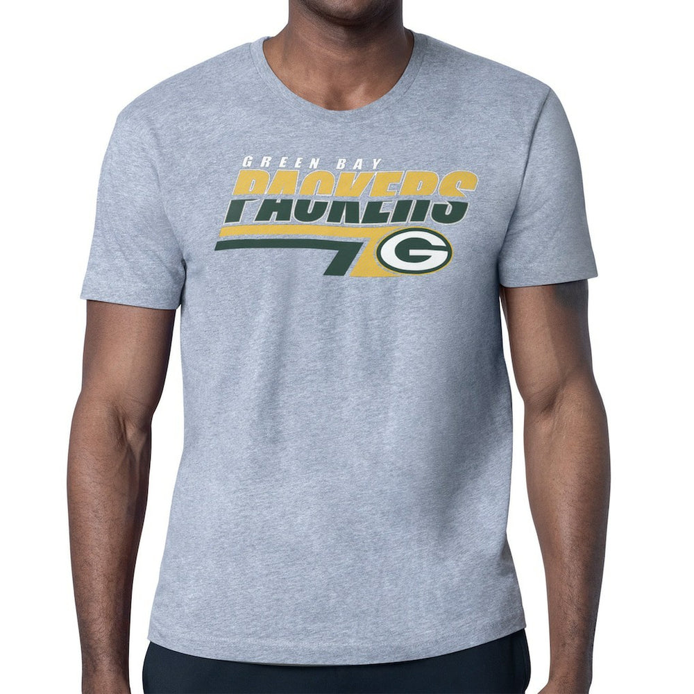 Green Bay Packers Starter Logo Push Graphic T-Shirt Heather Gray