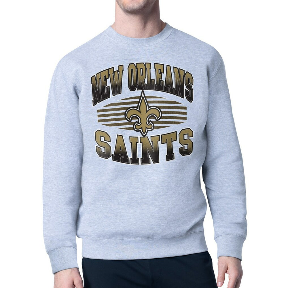 New Orleans Saints Starter Team Grit Graphic Fleece Pullover Sweatshirt Heather Gray