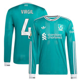 Virgil van Dijk Liverpool 2025/26 Third Long Sleeve Player Jersey Green - Adidas