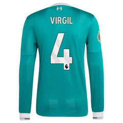 Virgil van Dijk Liverpool 2025/26 Third Long Sleeve Player Jersey Green - Adidas