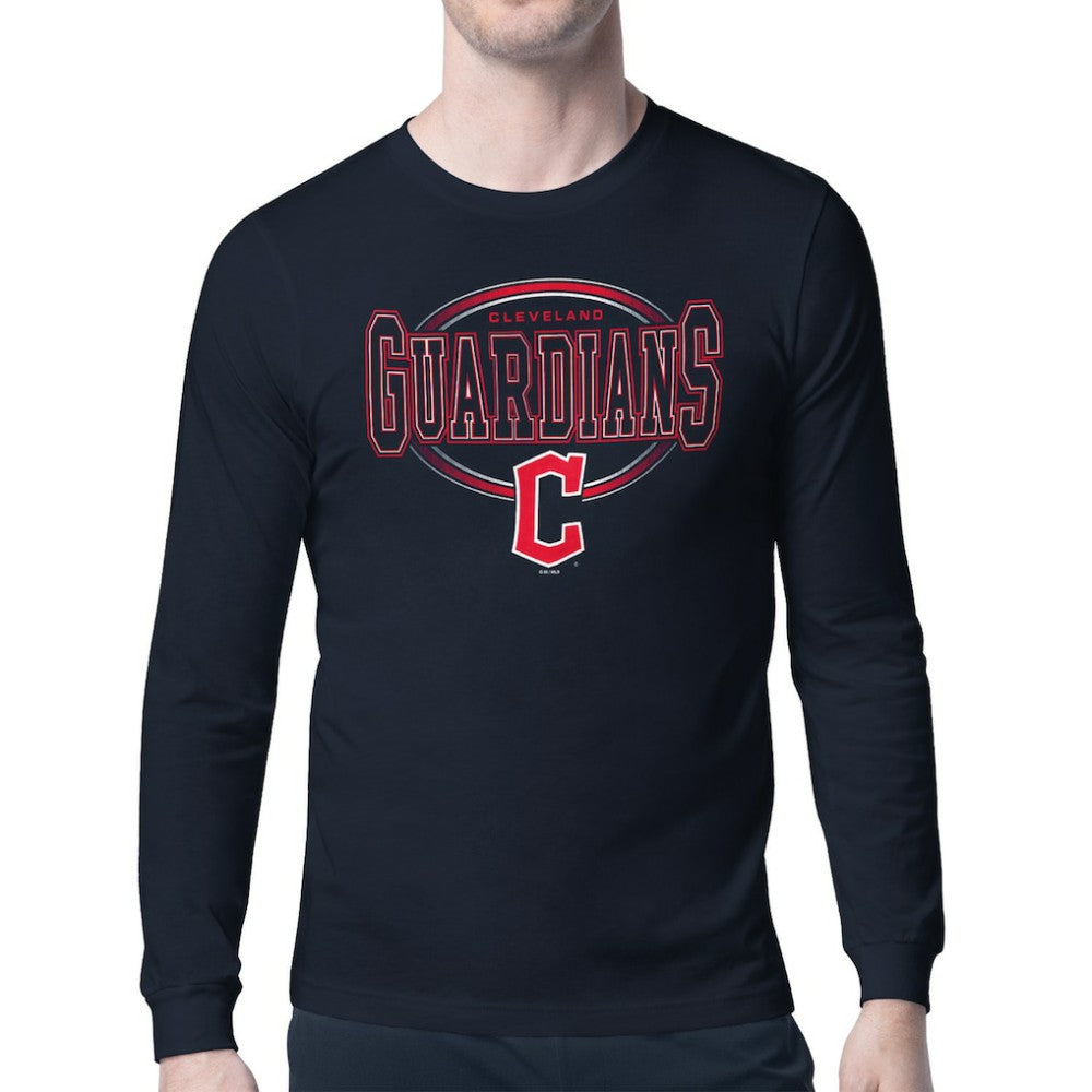 Cleveland Guardians Starter Team Track Graphic Long Sleeve T-Shirt - Navy - MLB on Sale