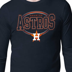 Houston Astros Starter Team Track Graphic Long Sleeve T-Shirt - Navy - MLB Lifestyle