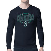 Seattle Mariners Starter Team Track Graphic Long Sleeve T-Shirt - Navy - MLB Lifestyle