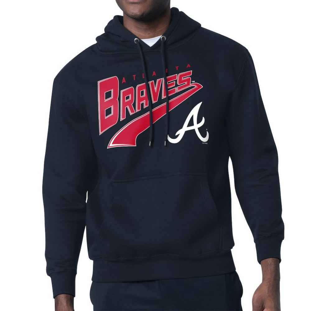 Atlanta Braves Starter Modern Tailsweep Fleece Tri-Blend Pullover Hoodie - Navy - MLB Sale