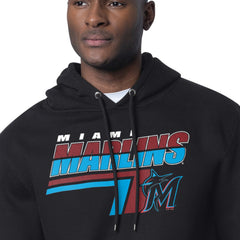 Miami Marlins Starter Logo Push Graphic Hoodie - Black - MLB Discount