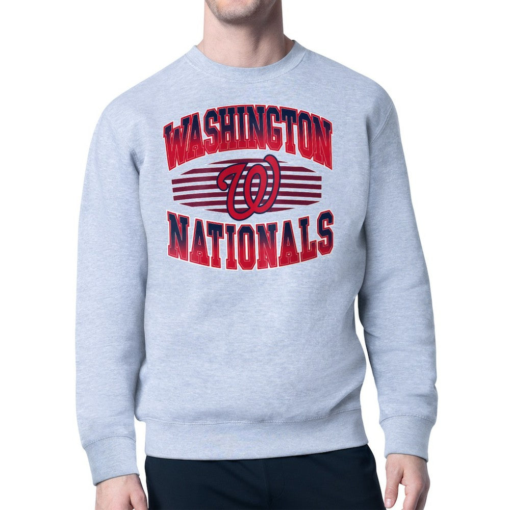 Washington Nationals Starter Team Grit Graphic Fleece Pullover Sweatshirt - Heather Gray - MLB Discount